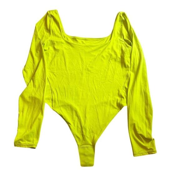 Wundermost Ultra-Soft Nulu Square-Neck Long-Sleeve Bodysuit | Lichen Lime - XS - Picture 8 of 13